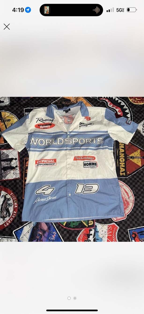 Bershka World Sports Racing Button-Up Shirt